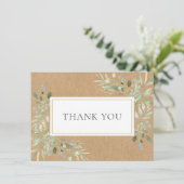 エレガントなルスティックボタニカルリーフグリーン サンクス サンキューカード (スタンド正面)