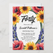 エレガントなルスティックメドウ サマー フローラル 40歳の誕生日 招待状 (正面)