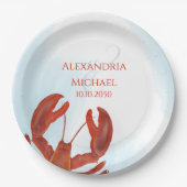エレガントなルスティックモダン ウォーターカラー カニパーティー ペーパープレート (正面)
