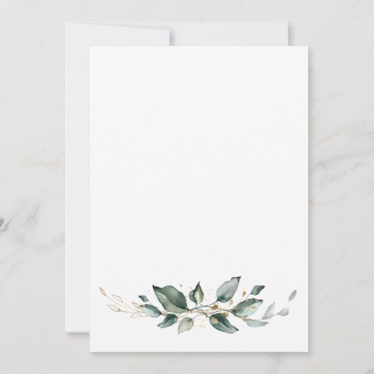 エレガントなルスティックユーカリの葉のグリーンウェディング 招待状 (裏面)