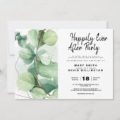 エレガントなルスティックユーカリハッピーエバーアフターパーティー 招待状 (正面)