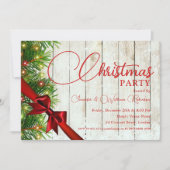 エレガントなルスティックリボン＆ピンクリスマスホリデー 招待状 (正面)