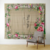 エレガントなルスティックレッドローズのウェディングフォトバックドロップ タペストリー (インサイチュ(横))