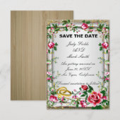 エレガントなルスティックレッドローズ・セーブ・ザ・デートカード 招待状 (正面/裏面)