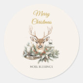 エレガントなルスティック ノエル クリスマス ステッカー | ラベル (正面)