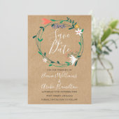 エレガントなルスティック フローラル ガーランド  セーブ・ザ・デート (スタンド正面)