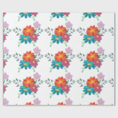 エレガントなルスティック フローラル ネイビー バーガンディ マルサラ レッド ラッピングペーパー (フラット)