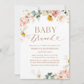 エレガントなルスティック フローラル ベイビー ブランシュ 招待状 (正面)