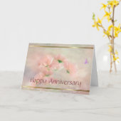 エレガントなルスティック ブラッシュピンク フラワーのアニバーサリーカード カード (黄色い花)