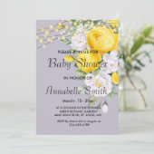 エレガントなルスティック ライト イエロー フラワーベビーシャワー 招待状 (スタンド正面)