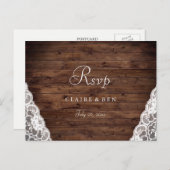 エレガントなルスティック ヴィンテージ ラッセル 結婚式 出席返信 ポストカード (正面/裏面)