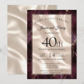 エレガントなルビーマーブルの結婚40周年記念 招待状 (正面/裏面)