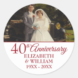 エレガントなルビー婚式40周年記念フォト ラウンドシール