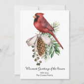 エレガントなルビー色のカーディナル　冬のクリスマス シーズンカード (正面)