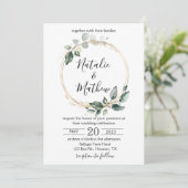 エレガントなルーストスタイルのユーカリの葉のグリーンウェディング 招待状 (スタンド正面)