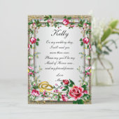 エレガントなルーストスタイルの赤いバラのメイドオブオナーカード 招待状 (スタンド正面)