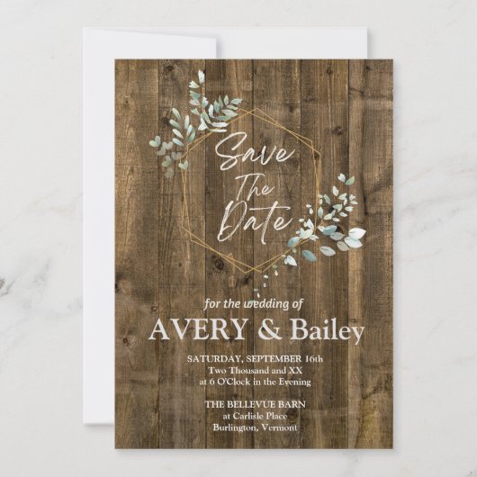 エレガントなルーストチックユーカリの結婚式の招待状カード 招待状 (正面)