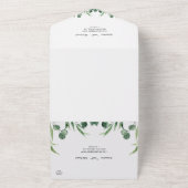 エレガントなルーストチックユーカリの葉のグリーンウェディング オールインワン招待状 (外側)
