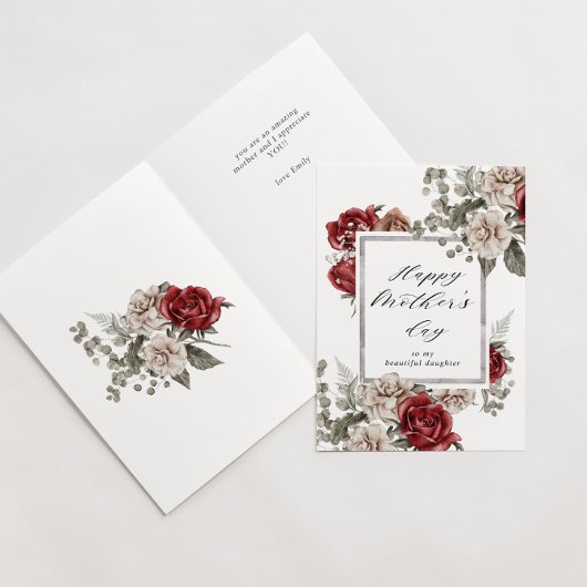 エレガントなルースドスタイルのローズハッピー・マザーズデー・カード カード