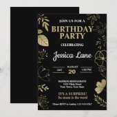 エレガントなルーラルサプライズ誕生日 招待状 (正面/裏面)