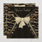 エレガントなレオパード 女性の誕生日パーティー 招待状 (正面/裏面)