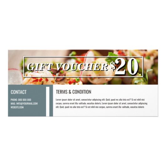 エレガントなレストランのプロモーションのギフトのバウチァのテンプレート ラックカード (裏面)