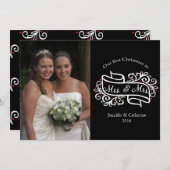 エレガントなレズビアンの新婚者のクリスマスの写真の挨拶 シーズンカード (正面/裏面)