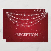 エレガントなレセプション きらきらしたチェーンレッド 招待状 (正面/裏面)