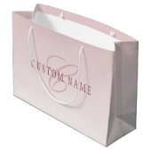 エレガントなレタリング & モノグラム | ローズオンブル ラージペーパーバッグ (裏面アングル)
