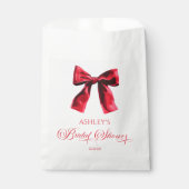 エレガントなレッドコケットボウ ブライダルシャワー フェイバーバッグ (正面)