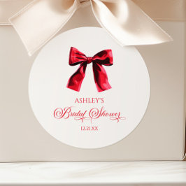 エレガントなレッドコケットボウ ブライダルシャワー ラウンドシール