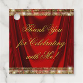 エレガントなレッドゴールドの誕生日パーティー フェイバータグ (正面)