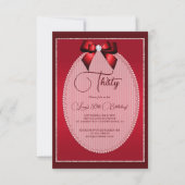 エレガントなレッドジュエルボー 誕生日 招待状 (正面)