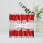 エレガントなレッドパールダイヤモンドレースパーティー 招待状 (スタンド正面)