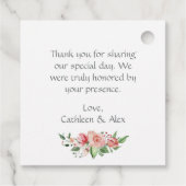 エレガントなレッドピンクのローズウェディング感謝祭 フェイバータグ (裏面)