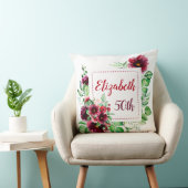 エレガントなレッドブルゴーニュの花モチーフ 50歳の誕生日 クッション (椅子)