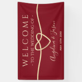 エレガントなレッド ウェルカム ウェディング 横断幕 (縦)