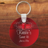 エレガントなレッド スウィート シックスティーン パーティーファヴォリット キーチェーン (正面)