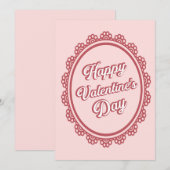 エレガントなレトロで華やかなピンクのバレンタインデーのカード シーズンカード (正面/裏面)
