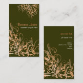 エレガントなレトロのオレンジ花の渦巻4 名刺 (正面/裏面)