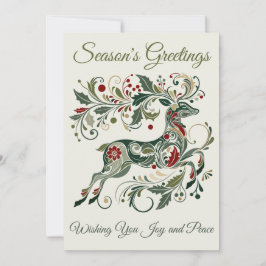 エレガントなレトロのトナカイ ミントグリーン ユニークなクリスマス シーズンカード