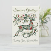 エレガントなレトロのトナカイ ミントグリーン ユニークなクリスマス シーズンカード (スタンド正面)