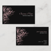 エレガントなレトロのピンクの花の渦巻 名刺 (正面/裏面)
