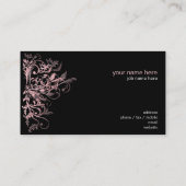 エレガントなレトロのピンクの花の渦巻 名刺 (裏面)