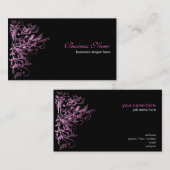 エレガントなレトロのピンクの花の渦巻 名刺 (正面/裏面)