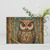 エレガントなレトロのフクロウ　森の緑 招待状 (スタンド正面)