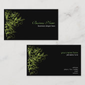 エレガントなレトロの緑の花の渦巻 名刺 (正面/裏面)
