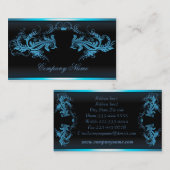 エレガントなレトロの黒い名刺 名刺 (正面/裏面)