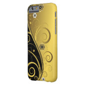 エレガントなレトロの黒および金ゴールドの花の渦巻 Case-Mate iPhoneケース (裏面左)