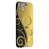 エレガントなレトロの黒および金ゴールドの花の渦巻 Case-Mate iPhoneケース (裏面/右)